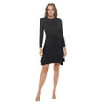 thumbnail image 3 of Women's Long Sleeve Midi Cocktail Dress, Round Neck, Sexy, for Formal, Wedding Guest, Party(Black Large Size), 3 of 6
