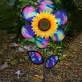thumbnail image 2 of In the Breeze 2645 — 12-Inch Blue Psychedlic Sunflower Spinner with Leaves — Colorful, Vibrant Flower Wind Spinner for Yards and Gardens, 2 of 4