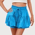 thumbnail image 5 of yillto Women's Shorts Ruffle Hem Flowy Layered Casual Elastic High Waist Drawstring Summer Shorts, 5 of 7