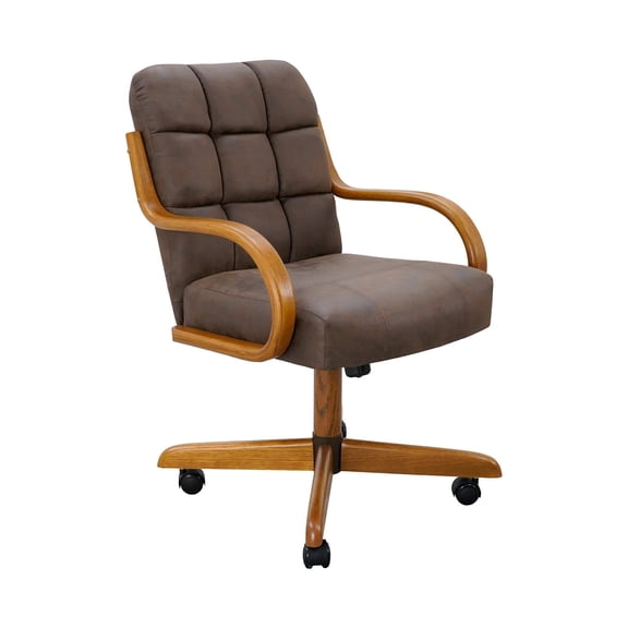 Chromcraft Set of 1 Chairs Fabric Swivel Tilt Rolling Chairs Ultra Comfortable Sturdy Kitchen Chairs with Rolling Wheels for Home Kitchen(Mocha-Chestnut)