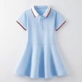 thumbnail image 3 of Robe d'Uniforme pour Filles Col Rabattu Style Anglais Enfants Manches Courtes Volants Robes Polo pour Adolescente Âge 5-15 Ans Vêtements, 3 of 7