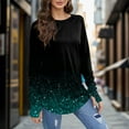 thumbnail image 2 of T Shirts For Women Long Sleeve Top Round Neck Basic Fashion Printed Tshir Thumbhole Tunic Tshirts, 2 of 5