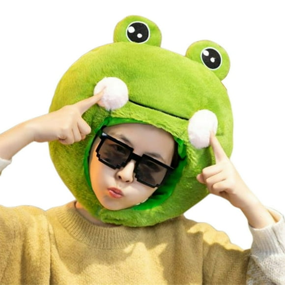 MesaSe Couvre-Chef Plein Remplissage Confortable Toucher Anti-Déforme Texture Douce Apparence Réaliste Photo Accessoires Couvre-Chef Drôle Grenouille Dessin Animé Peluche Chapeau Jouet Parti Fournitures