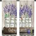 thumbnail image 4 of Purple Flower Lavender Kitchen Curtain Farmhouse Vintage Country Rustic Wood Barn Inspirational Small Short Tier Cafe Curtain Quote Bathroom Window Treatment Drapes Decor(27.5W X 39L 2 Panel), 4 of 6
