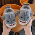 thumbnail image 3 of WhouRiu Toddler Boys Slippers Shark Cartoon Warm Thick Platform Scuff Slippers Child Thermal Soft Cozy House Shoes Gray Toddler10, 3 of 6