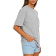 thumbnail image 3 of Women Crewneck Short Sleeve Loose Fit T Shirt Casual Basic Top Soft Cotton Classic Tee for Daily Wear Light Gray L, 3 of 4