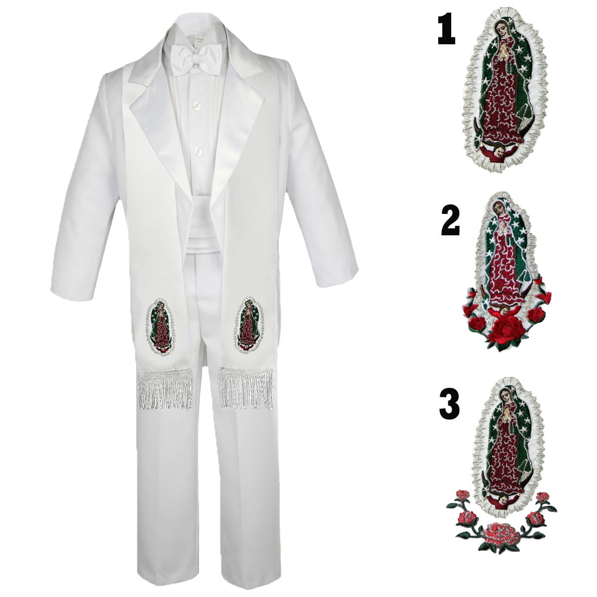 Infant Toddler Boys Baptism Formal Bow tie Tuxedo Suit Stole White size S - 20