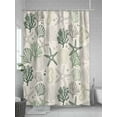 thumbnail image 5 of Fsddascl Green Coastal Shower Curtain Set - 66" x 72" Washable Bathtub Curtain with 12 Hooks, Ocean Coral Starfish Seahorse Farmhouse Waterproof Fabric Stall Shower Curtains for Bathroom/Bathtub, 5 of 6