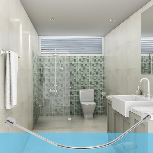 OUNONA Tringle de Rideau de Douche Courbée en Métal 3 Pcs Sans Perçage pour Salle de Bain