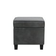 thumbnail image 2 of Benjara Pyp Square Storage Ottoman- 18" Dark Gray Faux Leather- Black Wood, 2 of 5