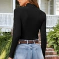 thumbnail image 6 of QQAMB Women's Mock Turtleneck Long Sleeve Shirts Ribbed Knit Lightweight Pullover Sweater Stretch Fitted Thermal Top Black S, 6 of 6