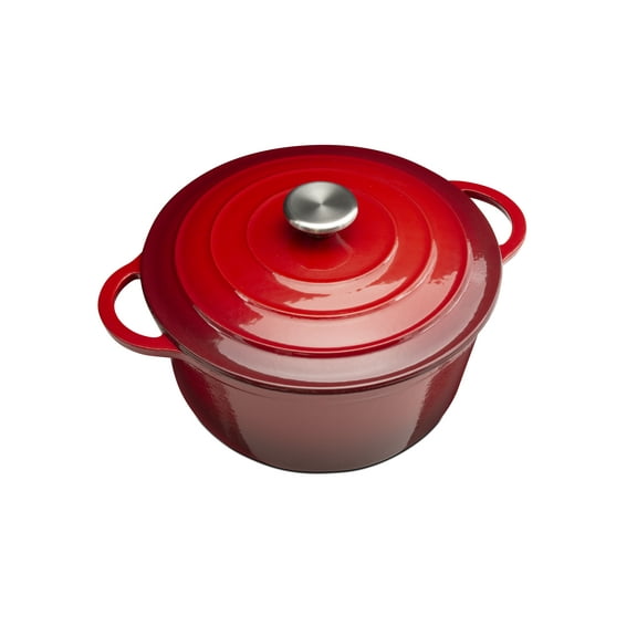 Eternal Kitchen Ideas Enameled Cast Iron Dutch Oven with Lid 5 Quart, Red