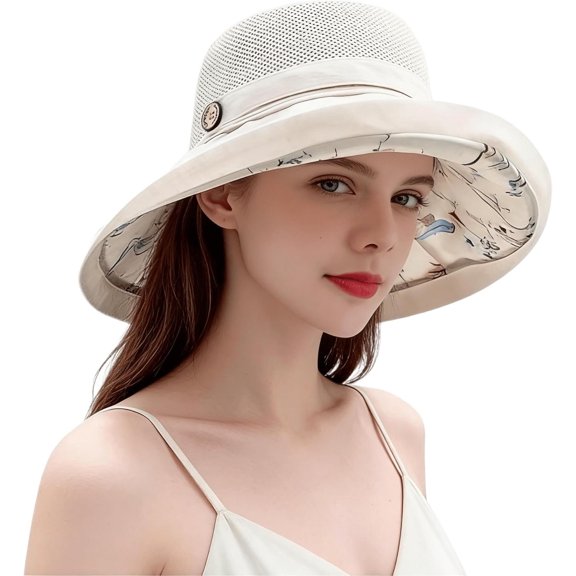Women-Mesh-Sun-Hats-Bucket-Hat - Summer-Beach-Hat Fishing-Hat-Outdoor-UV-Protection Foldable-Travel-Hiking-Cap