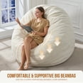 thumbnail image 3 of Hobestluk 6ft Bean Bag Chairs for Adults Large Beanbag Chair with Plush Faux Fur Cover for Living Room Bedroom Dorm Office - White (70" x 70" x 15"), 3 of 9