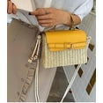 thumbnail image 3 of PIKADINGNIS Retro Straw Woven Handbag Handmade Casual Beach Tote Bag Flap with PU leather, 3 of 5