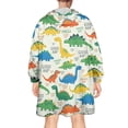 thumbnail image 2 of Wearable Oversized Blanket,LightColor Cartoon Dinosaurs Pattern Wearable Blanket Hoodie for Adults,Cozy Hooded Blankets with Super Pockets,Super Warm Fuzzy Pullover for Women & Men, 2 of 6
