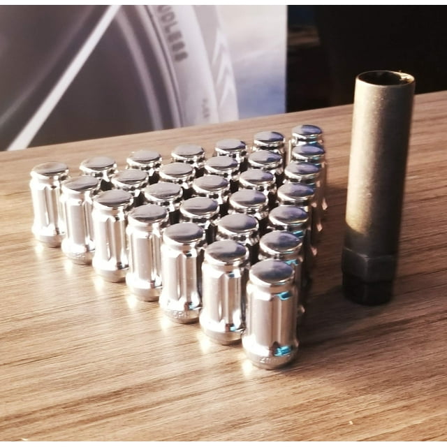 Ceco Chrome Spline Drive Tuner Installation Kit (20 Lug Nuts & 1 Key) 12X1.50 R.H. Thread Pitch
