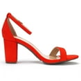 thumbnail image 4 of BURUDANI Women's Chunky High Heel Sandals Ankle Strap Open Toe Dress Shoes RED/SUEDE Size 6.5, 4 of 7