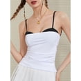 thumbnail image 4 of Gupgi Women Ruched Cami Tops Slim Camisole Spaghetti Strap Contrast Tank Top Sleeveless Going Out Tops, 4 of 9