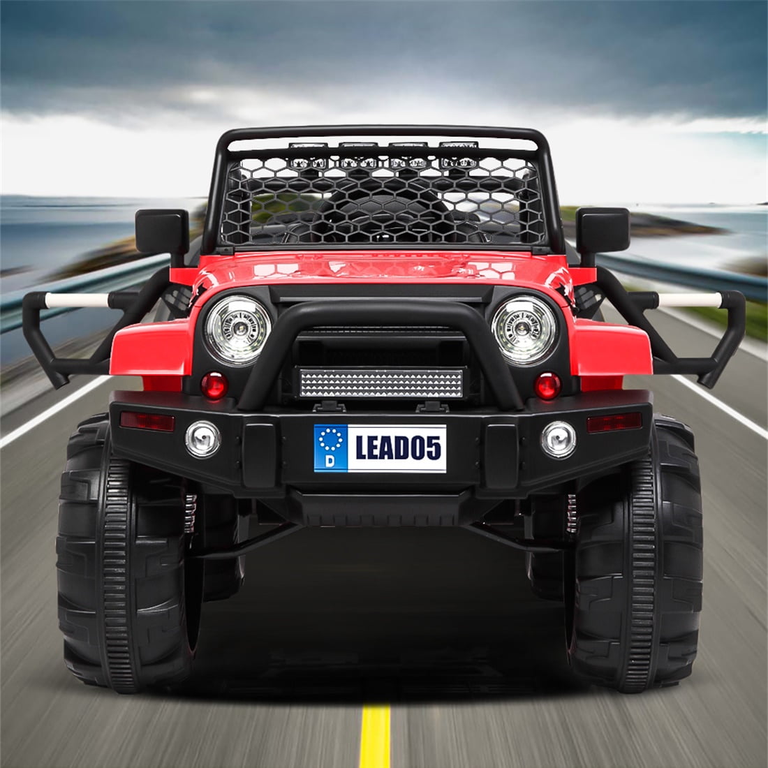 Ride On Truck, 12V Battery Powered Electric Ride On Car w/ 2.4 GHZ Parental Remote Control, LED Lights, Music (Red)