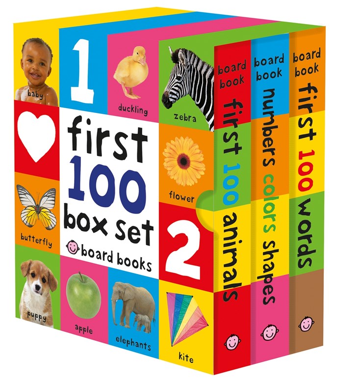 First 100 Board Book Box Set (3 Books): First 100 Words, Numbers Colors Shapes, and First 100 Animals (Hardcover)
