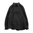 thumbnail image 1 of Camisas Para Hombre Camisa De Solapa De Manga Corta De Color Sólido Informal De Primavera Y Verano Para Hombres Top Con De Color Sólido (Black, 3XL), 1 of 3