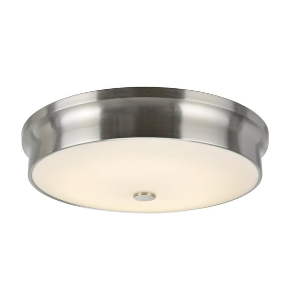 Aspen Creative 63005L-1 LED Large Flush Mount Ceiling Light Fixture, Contemporary Design in Satin Nickel Finish, Frosted Glass Diffuser, 15" Diameter