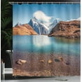 thumbnail image 3 of Ambesonne Nature Shower Curtain, Lake Switzerland Alps View, 69"Wx70"L, Sea Blue Cinnamon, 3 of 4
