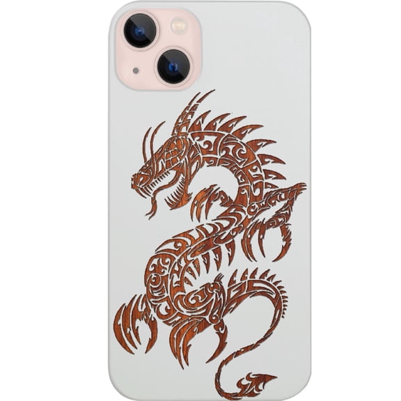 Dragon 2 - Engraved Wooden Phone Case for iPhone 13 , Color: White
