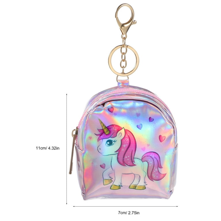 Cute Unicorn Zipper Wallet For Girls - PU Leather Mini Purse With Tassels, Card Slots, Grey Unicorn Design