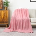 thumbnail image 2 of Soft 100% Cotton Knitted Throw Blanket for Couch Home Office Hotel Blanket Dirty Pink 50"x60", 2 of 7