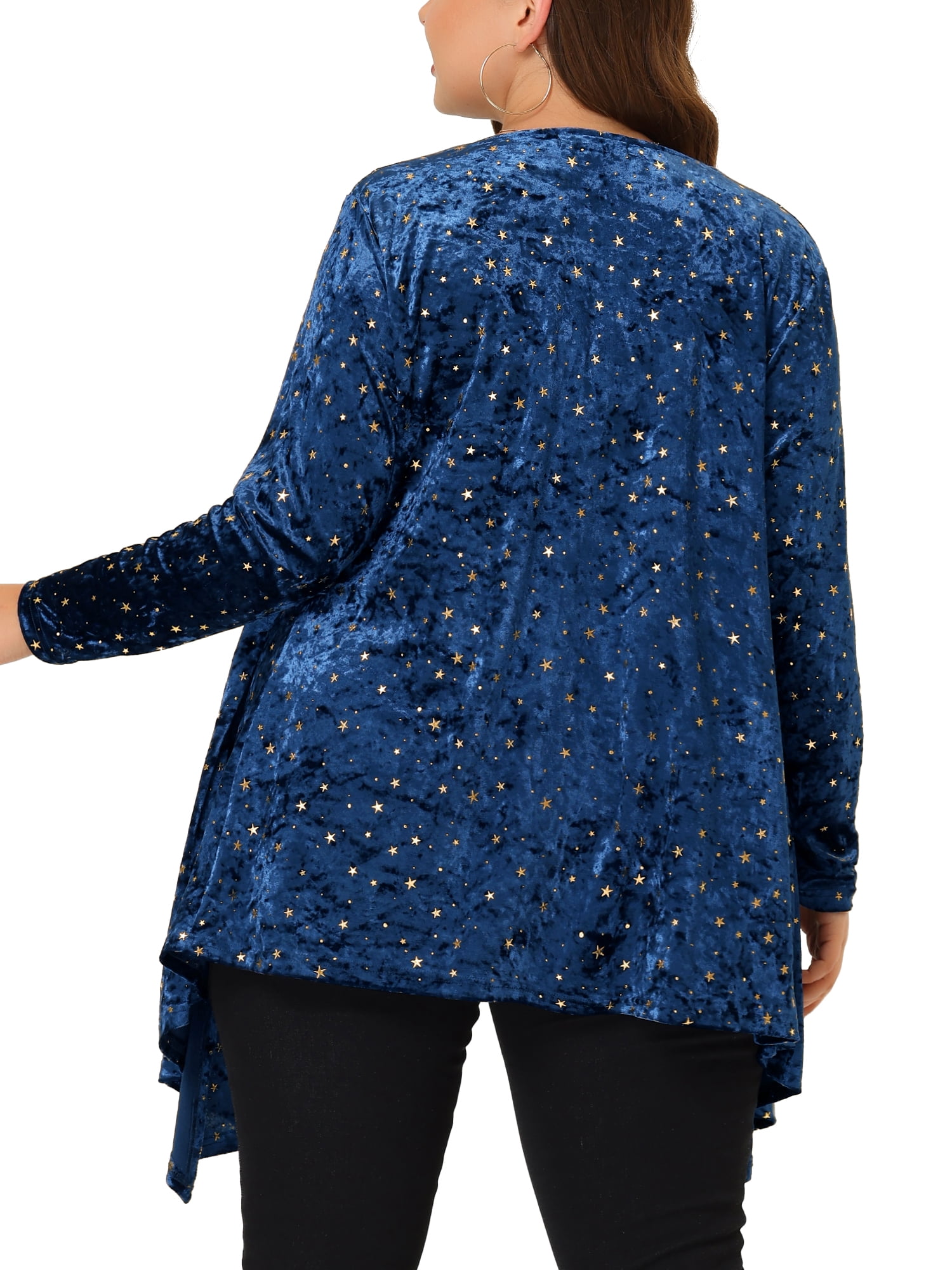 Unique Bargains Women's Plus Size Elegant Cardigan 3/4 Sleeve Star Print Shrug Top