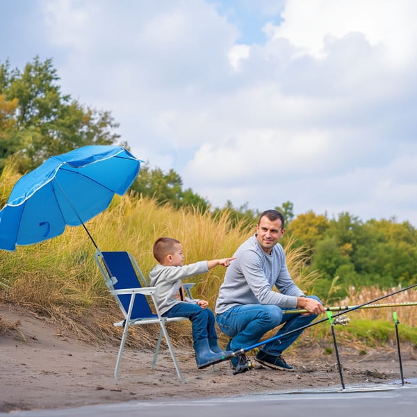 Folding Beach Chair with Umbrella for Adults, Lightweight Porable Camping Chair with 265lbs Capacity for Travel Picnic Concert & Outdoor Activities, Blue