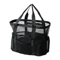 thumbnail image 2 of Bolso de playa de malla, bolsa de almacenamiento de red, bolso de mano para artículos esenciales de vacaciones en piscina, natación y viajes. Negro, 2 of 8