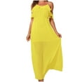 thumbnail image 2 of Honeeladyy Women Summer Dresses Off Shoulder Dresses Casual Flowy High Low Maxi Dress summer dresses for women, 2 of 9