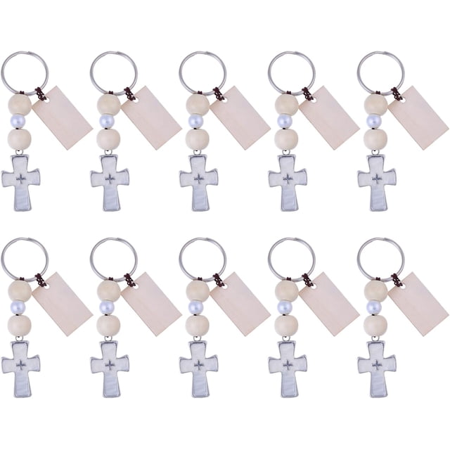 10 llaveros de madera con motivos de bautismo, llaveros cristianos, regalos, colgantes de aleación esmaltada, llaveros, carteras, mochilas, llaveros con dijes.