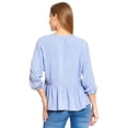thumbnail image 3 of Blusa Mujer Cruzada Corte Imperio Moda Casual Plumbago azul L/XG, 3 of 5
