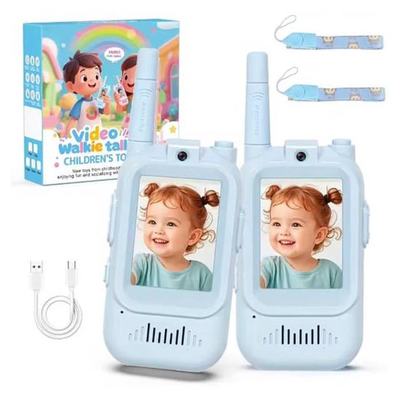 Video Walkie Talkies for Kids, Handheld 2 Pack Rechargeable Video Intercom Kids Walkies Talkies, Indoor Outdoor Toys for Family Games, Outside, Camping, Hiking for Boys Girls