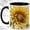 Black, variant on Sunflower Bee Coffee Mug, Garden Flower Mug, Ceramic 11 oz