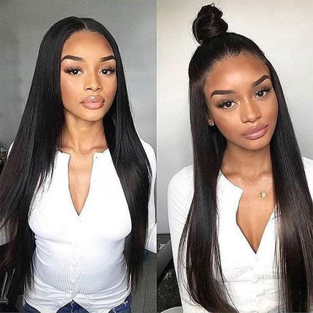 CanaryFly U Part Wigs Human Hair Wigs For Black Women Brazilian Straight  Human Hair Wigs None Lace Front Wigs Glueless Natural Color U-part Wigs Hair  Extension Clip(26inch U-Part wig) 