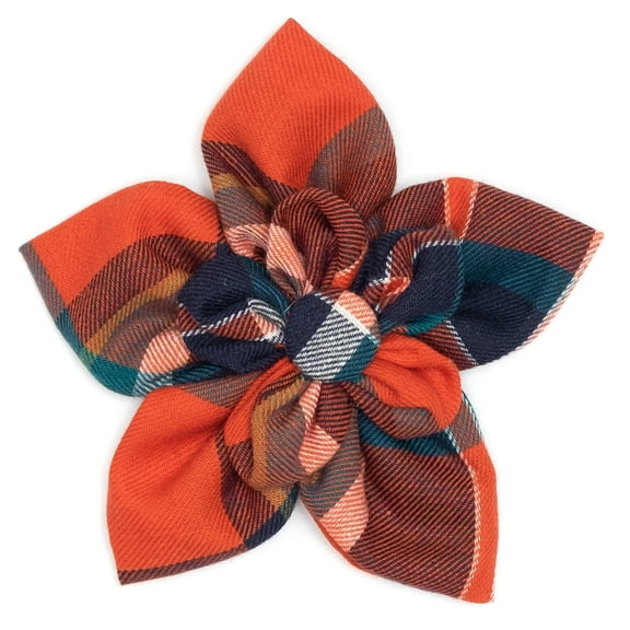Orange/Navy Plaid Flower