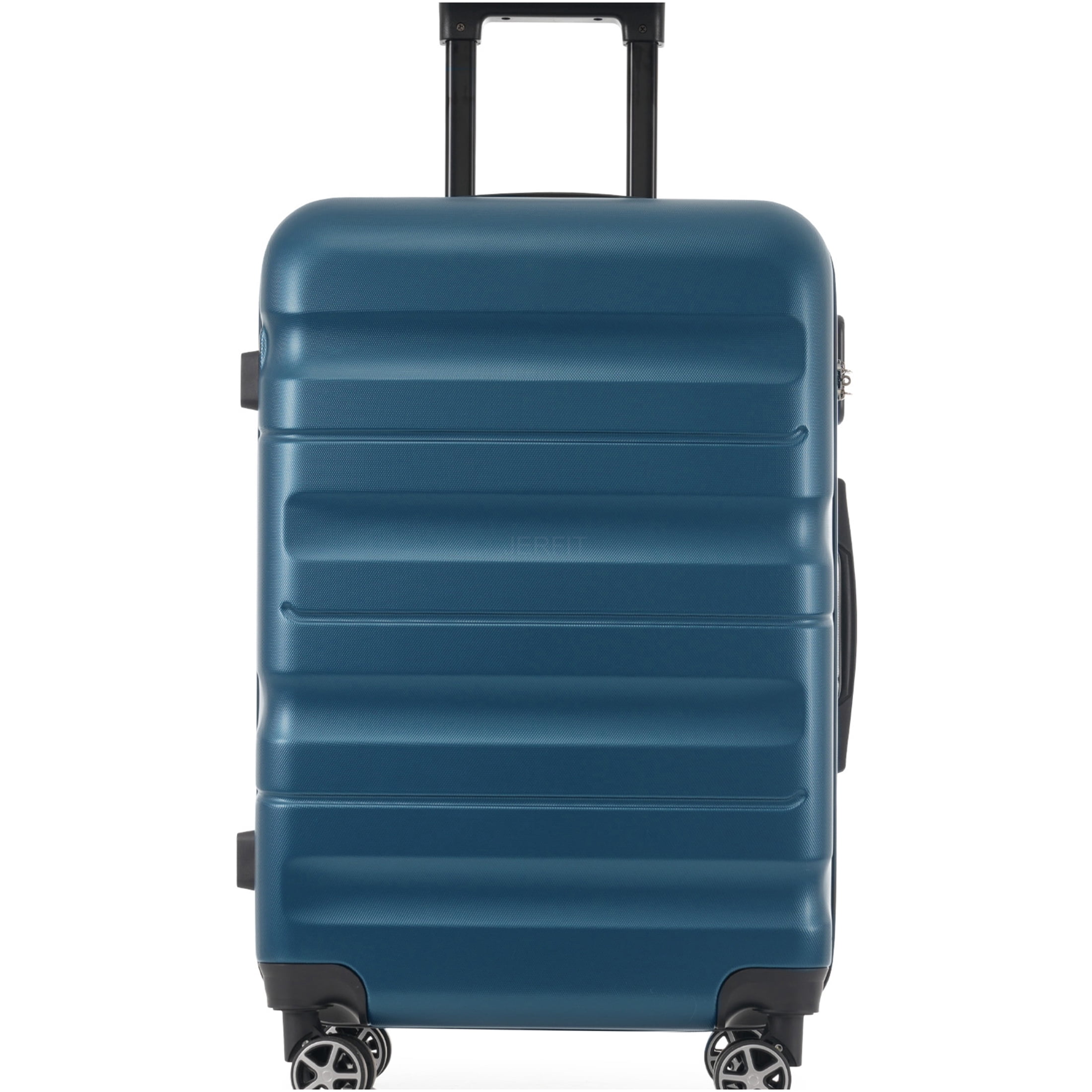 JERFIT 24-Inch Hardshell ABS Checked Spinner Suitcase Luggage Set with Packing Cubes, Lightweight & Durable Travel Suitcase for Adults, Inky Blue