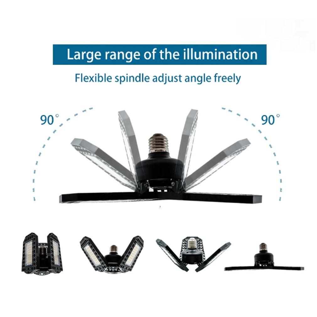 LED garage lamp folding three -leaf light high -gloss work lamp deformation lighting lighting angle workshop bulb 110V E27 60W Warm White