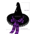 thumbnail image 3 of Hkoxplj Lace Tulle Witch Hat for Women Vintage Gothic Halloween Costume Hat Wide Brim Pearl Beaded Bow Hat with Star Charm Pendant Pointed Top Velvet Hat for Party Cosplay Photoshoot, 3 of 9