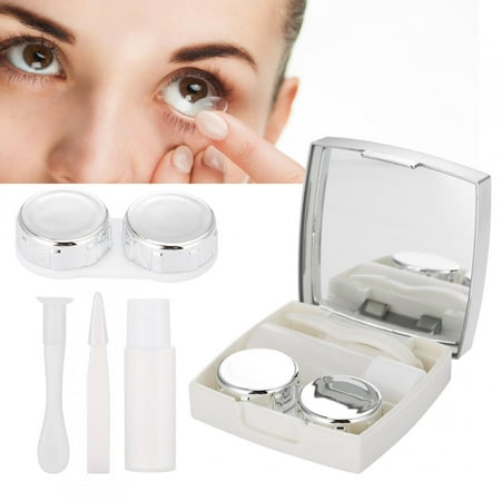 Estuche para lentes de contacto - Estuche para lentes de ojos, mini lentes para el cuidado de los ojos Portacontenedores Estuche para lentes de contacto Caja de 3 colores (Color : Blanco)