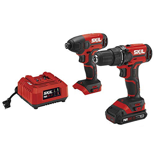 SKIL 20V 2-Tool Combo Kit: 20V Cordless Drill Driver and Impact Driver Kit, Includes 2.0Ah PWRCore 20 Lithium Battery and Charger - CB739001