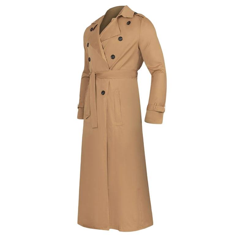 Wassery Man's Double Breasted Trench Coat Oversized Casual Wassery Man's Double Breasted Trench Coat Oversized Casual