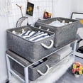 thumbnail image 5 of Skupro Storage Baskets for Shelves, Small Collapsible Linen Fabric Open Storage Box, Grey with Rope Handles, Organiser for Cupboard Wardrobe Closet Makeup Sundries (40x31x20cm 1pcs), 5 of 5