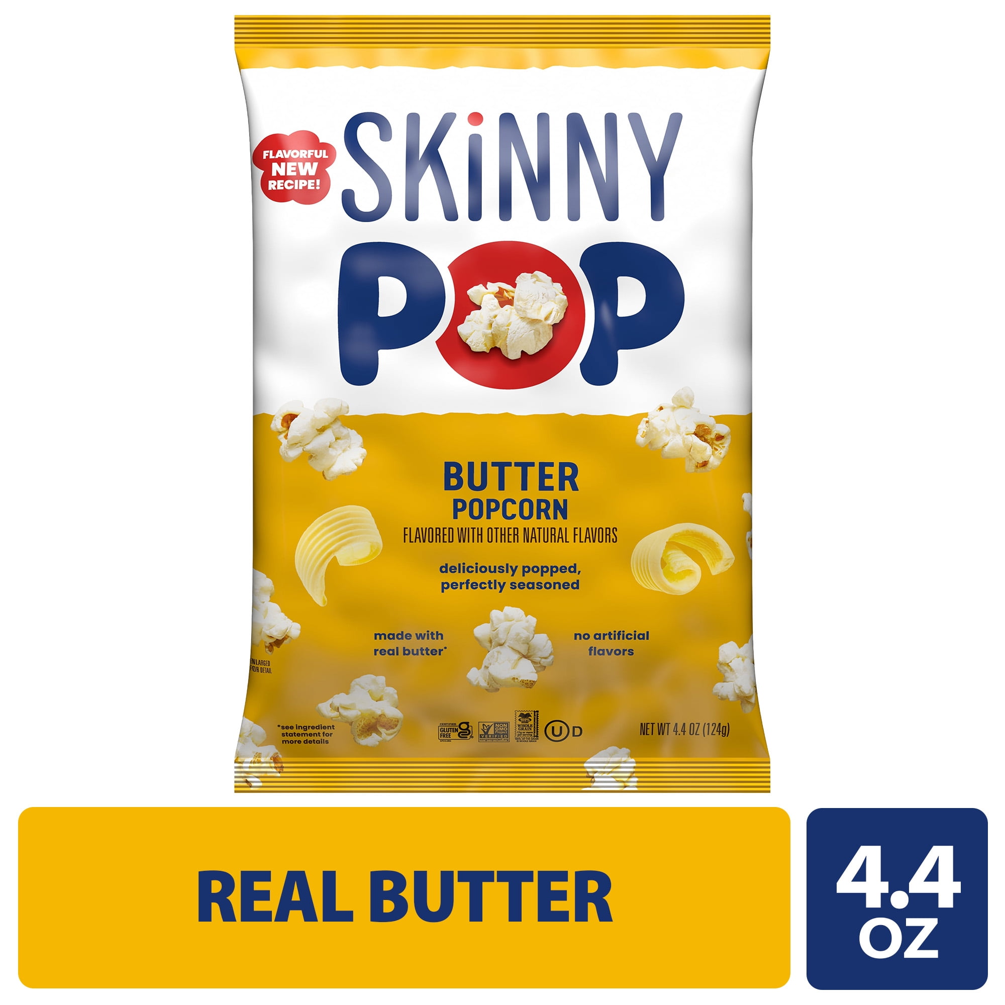 (6 pack) SKINNYPOP Gluten-Free Butter Popcorn Snack, 4.4 oz Bag