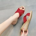 thumbnail image 5 of Xfvqtps Womens Espadrille Sandals Flatform Wedge Cross Straps Slide Open Toe Flax Non Slip Lightweight Breathable Summer Beach Slippers Red, 5 of 8